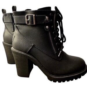 Torrid 7 WW Extra Wide Biker Whimsygoth Block Heel Chunky Lug Sole Hiker Bootie